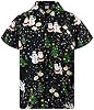 King Kameha Men's Ugly-Christmas-Shirt Funky Short-Sleeve Button-Up Christmas Print Casual, Christmas-Buddies, Black, 4XL #1