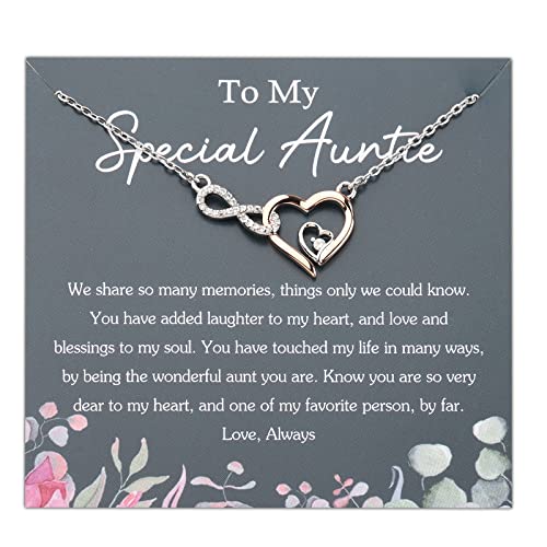 PLITI Aunt Gift From Niece Nephew Best Auntie Ever Gift To My Special Auntie Appreciation Infinity Heart Necklace