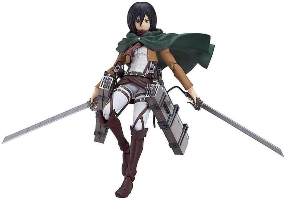 lkw-love PVC Figure 15CM Attack On Titan: Mikasa Ackerman Figma Figura de acción - Equipado con Armas - Movil en Caja de PVC Modelo Hecho a Mano Juguete Decoración de Escritorio