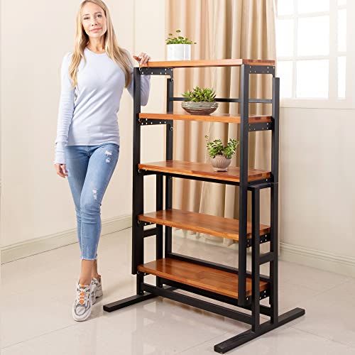 Organizedlife Extendable Dining Table Convertible 2 In 1 Shelf To Table With Metal Frame Industrial And Rustic Style For Small Spaces, Kitchen & Dining Room (Mahogany, 47Inch) #TOP6