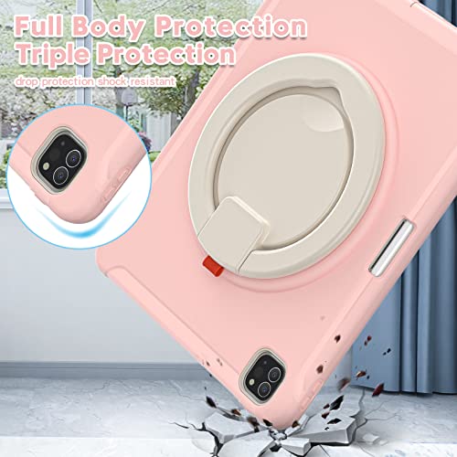 Funda para iPad Pro 12.9 rosa con soporte giratorio 360 y protector de pantalla 2