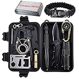 XUANLAN Emergency Survival Kit 13 in 1, Outdoor Survival Gear Tool with Survival Bracelet, Fire Starter, Whistle, Wood Cutter, Water Bottle Clip, Tactical Pen (Survival Kit 3)
