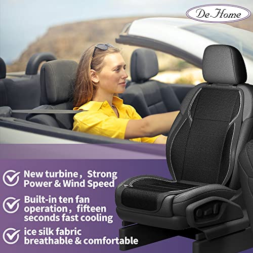De.home Cooling Car Seat Cushion-Light And Breathable-12 Fans & 3 Adjustable Temperature 12V System- 15S Cool Down Fast For Summer Driving- Breathable Seat Cover With Air Conditioning System (Black) #TOP4