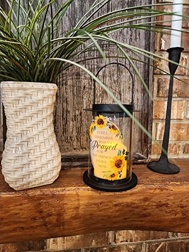 Carson Cylinder "Prayed For Things I Have Now" Lantern With Flameless Candle - Sunflower Thankful Lantern For Home Decor - Gift For Mom, Grandma, Wife #TOP2