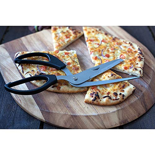 Foto von Paderno 18276-00 Pizzaschere, Pizzaschneider mit Scharfer Edelstahlklinge, Teilbar, Multifunktionale Küchenschere, 25 cm, Schwarz