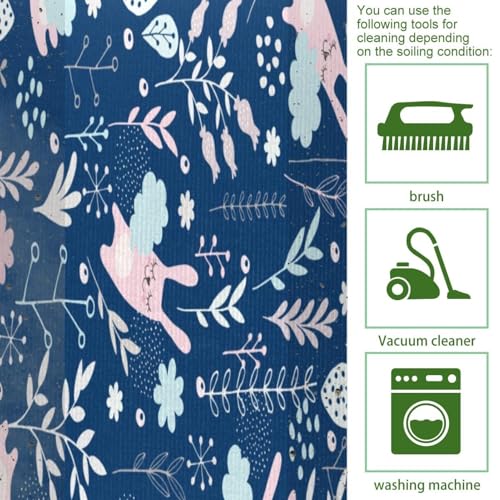 Alfombra de cocina para cuarto de lavado con conejitos decorativa y suave 5