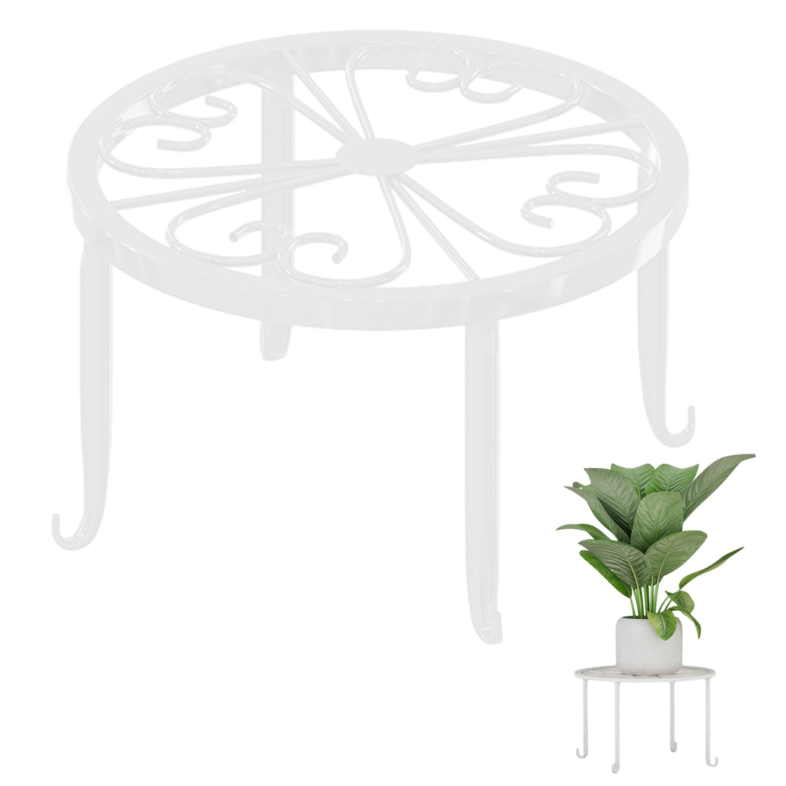 matumou Metal Flower Pot Stand Heavy Duty Indoor Outdoor Planter Pot Holder Rust-proof Round Plants Stand Riser Low Stool Display Shelf