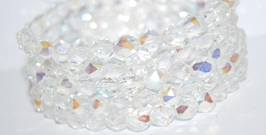 60 pcs Cut Fire Polished Faceted Drop Pear Glass Beads, Crystal Crystal Silver Half Coating (30 27001), Glass, Czech Republic, Size 13 x 10 mm (0.51 x 0.39 in)