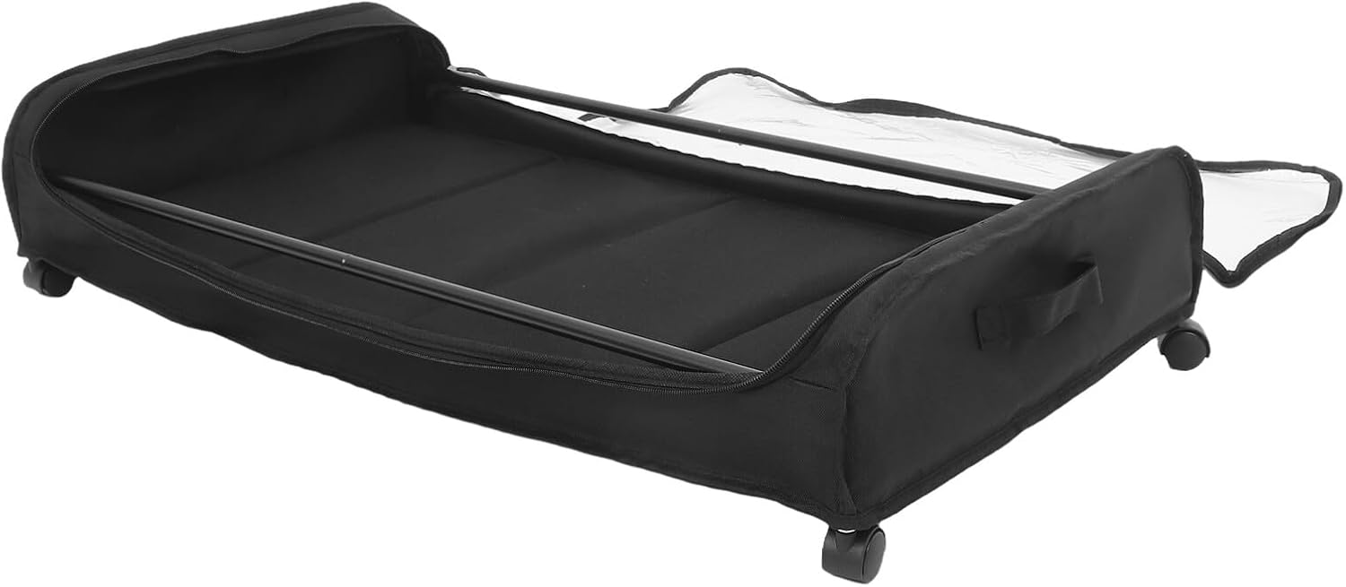 Bed Storage Box with Wheels Dustproof Flat Storage Bin 80x43x16cm Black Plastic Organizer for Clothes Shoes