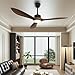 SUNNOCK 52’’Ceiling Fan with Light, 3 Solid Wood Blades, 3-Color Light 6-Speed Outdoor/Indoor Ceiling Fan for Bedroom,Living Room,Patio,Porch,Farmhouse,Reversible Silent DC Motor, Dark Walnut
