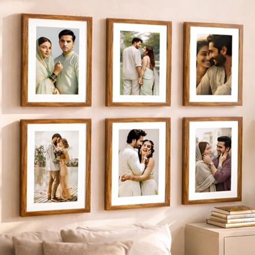 Image of Art Street Premium Photo Frame for living room, Classic Aesthetic Design Photo Frames for Photograph, Art Work, Kids Room Set of 6 (11x14 Inch, Brown)