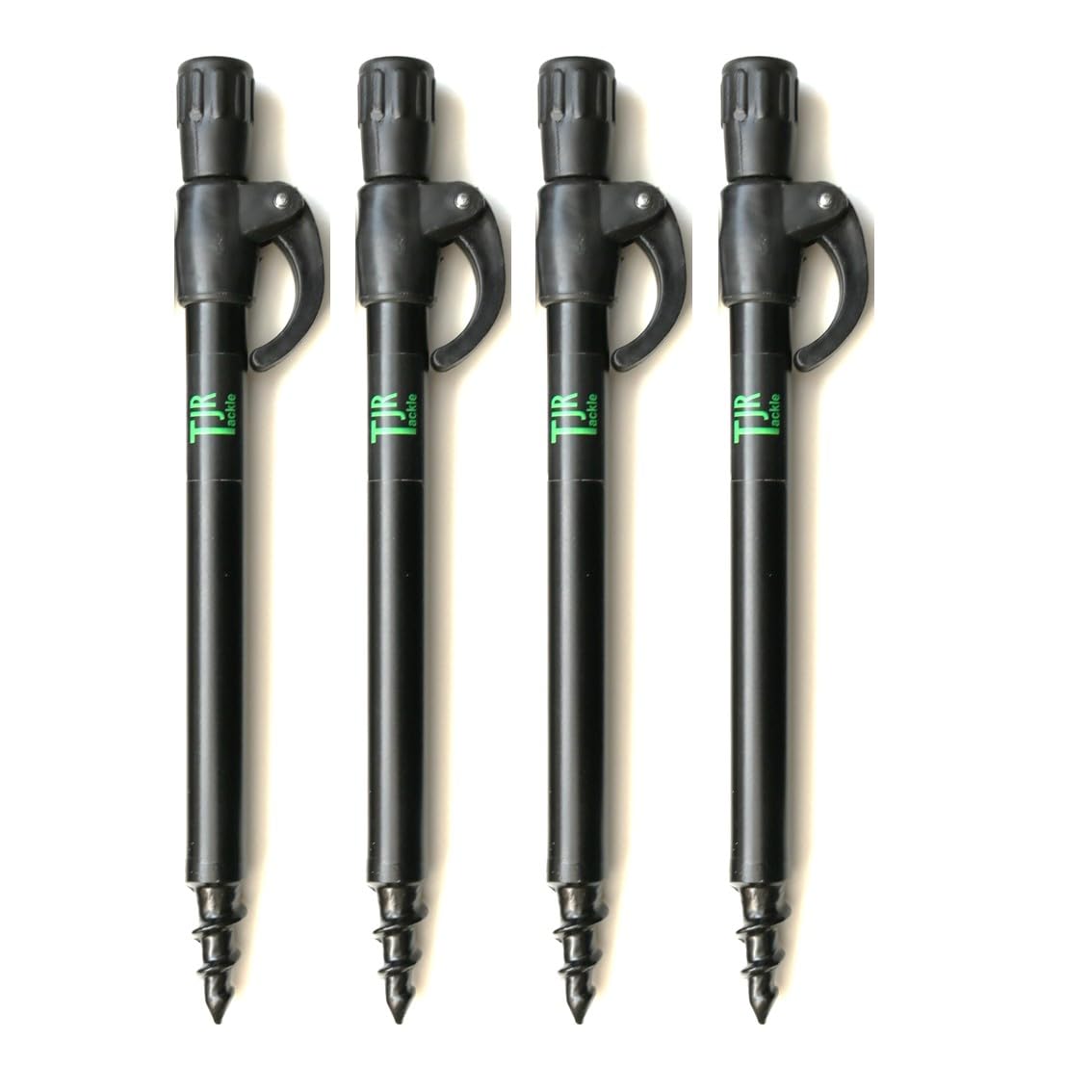 TJR Tackle 4 x Fishing BankSticks, 25-35cm Screw Spiral Point Adjustable Bank sticks All Black 16mm Diameter for Rod rest