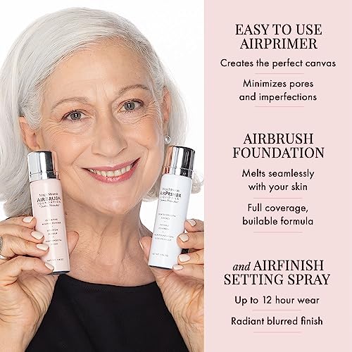 Magicminerals Deluxe Airbrush Foundation By Jerome Alexander – 5Pc Spray Makeup Set With Anti-Aging Ingredients For Smooth Radiant Skin (Light Medium) #TOP2