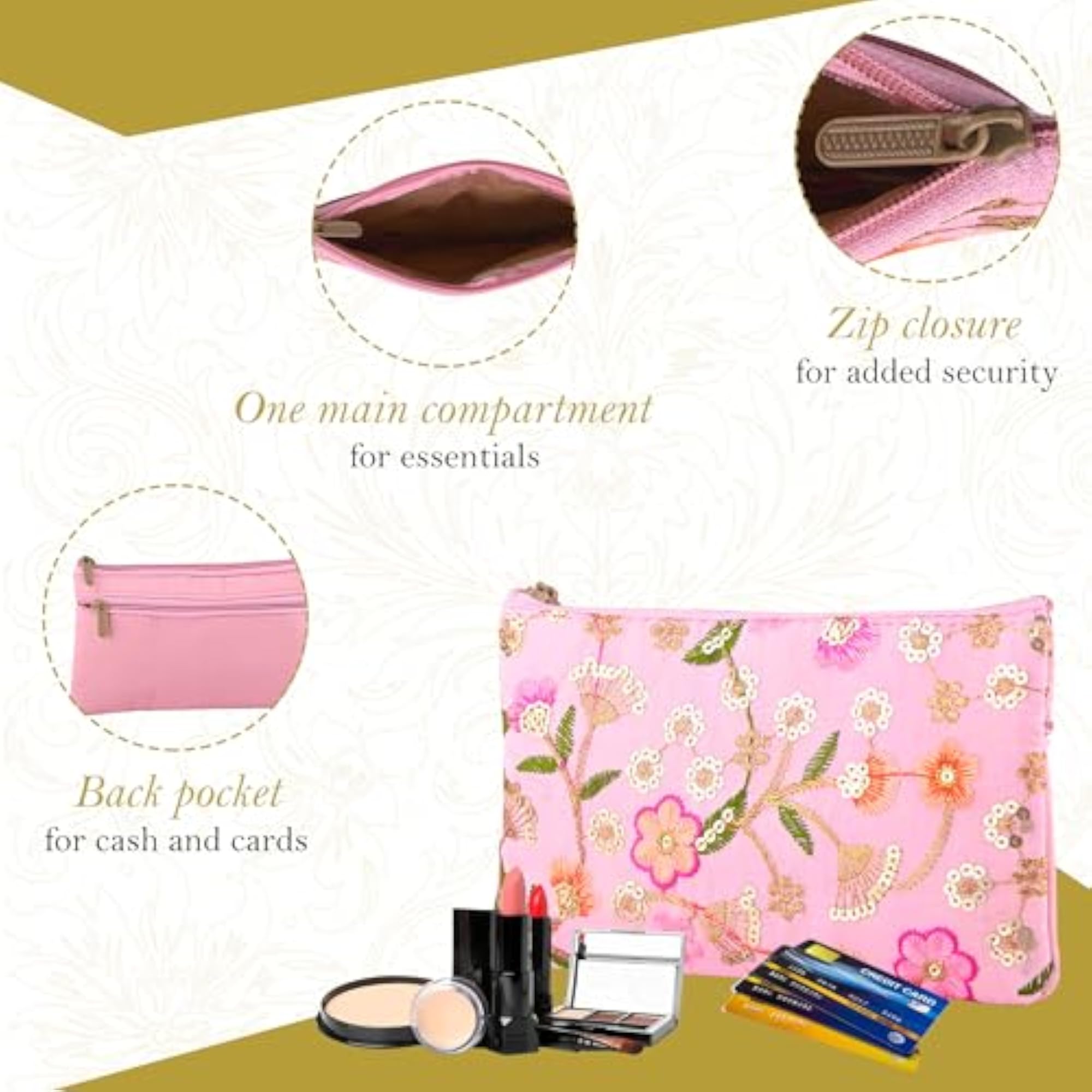 4 Pcs Traditional Hand Purse Ladies with Zip