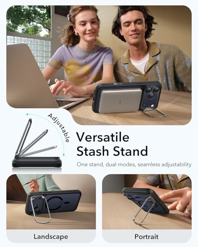 Image of ESR for iPhone 17 Pro Max Case with Stash Stand, Camera Control Cover Compatible with MagSafe, Military-Grade Drop Protection Magnetic Phone Case, Scratch-Resistant Back Cover,Frosted Black