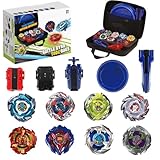 MUSTYBELT Battling Top Burst Gyro Toy Set Toy Gift for Children Boys Ages 6 8 10 12+ Combat Battling Game 12 Burst Spinning Tops 2 Two Way Launchers Grip Starter (BOZE-BX8)