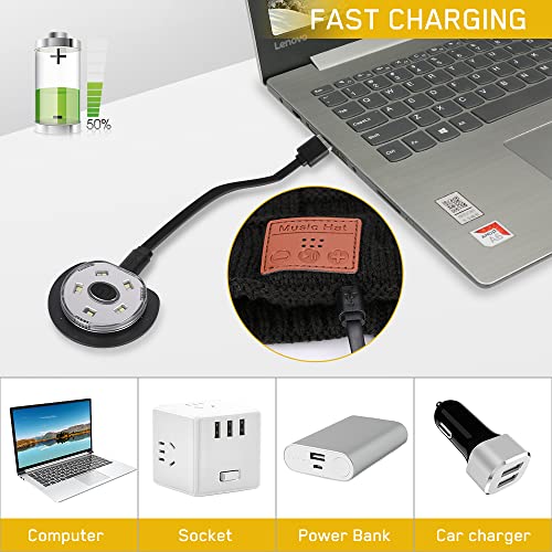 QUUREN-LED-Bluetooth-Beanie-with-Headphone-Unisex-Beanie-Adjustable-Brightness-and-Removable-Light-Beanie-USB-Rechargeable-Hat-for-Outdoor-Running-Cycling-Camping-Hiking-Black