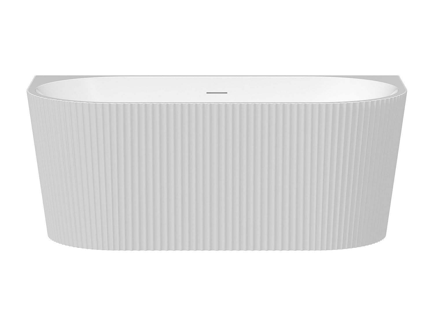 Vente-unique - Vasca da bagno semi-freestanding scanalata 250 litri 170,5 x 80 x 58,5 cm Bianco lucido Acrilico - ZELINA