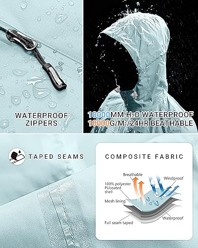 Image of Outdoor Ventures Packable Rain Jacket Women Waterproof Raincoat with Hood