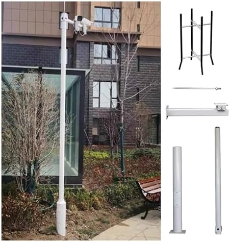 Adjustable Security Camera Pole Stand with Lightning Rod - Universal Outdoor Surveillance Mount for Enhanced Safety, Stability, and 360° Monitoring