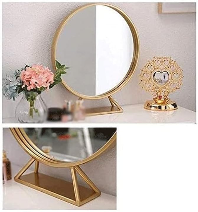 Vanities Table Set Makeup Vanity Desk with Round-Mirrors 2 Drawers Vanity Benches Set with Stool for Bathroom Bedroom Girls Vanity for Gift (Color : 120cm) (100cm)