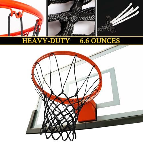 ProSlam Premium Quality Professional Heavy Duty Basketball Net Replacement - All Weather Anti Whip, Fits Standard Indoor or Outdoor Rims(Professional Standard Size, Black，6pcs) by MegaGreen - Image 6