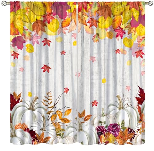 wlsgdsg Fall Curtains for Kitchen Vintage Country Farmhouse Watercolor Thanksgiving