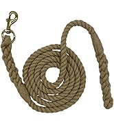 Ravenox Hemp Horse Lead Rope | 5/8-inch x 8-feet Natural Twisted Hemp Rope, 1-inch Brass-Plated S...