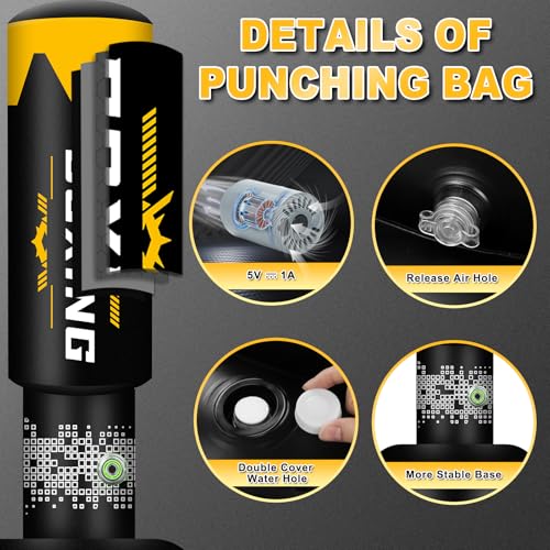69'' Standing Punching Bag for Adults, Heavy Duty Kick Boxing Bag with Automatic Built in Air Pump and 12OZ Gloves, Training Equipment for MMA Muay Thai Kickboxing Home Gym Exercise by YORWHIN - Image 5