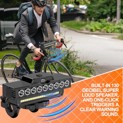 Phare pour vélo avec klaxon 130dB intégré et éclairage sécuritaire