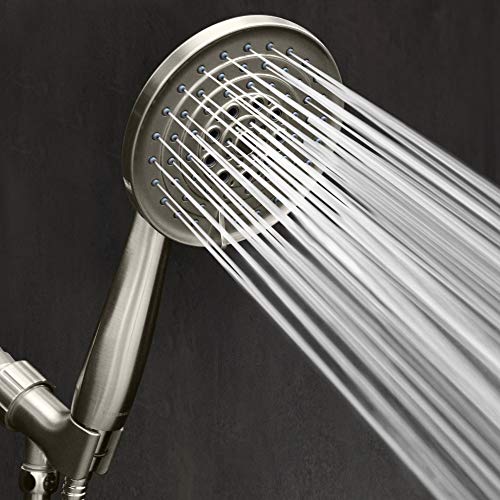 Showermaxx, Luxury Spa Series, 6 Spray Settings 5 Inch Hand Held Shower Head, Long Stainless Steel Hose, Maxx-Imize Your Shower With Handheld Showerhead In Brushed Nickel Finish #TOP6
