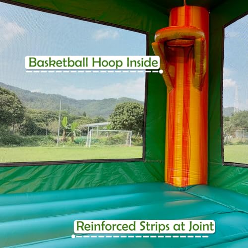 Inflatable Bounce House Commercial Grade for Kids and Adults with Blower & Basketball Hoop PVC Jumping Castle for Outdoor Backyard Fun,Rental Grade (Yellow + Green, 13.1ftx13.1ftx16ft) - Image 7