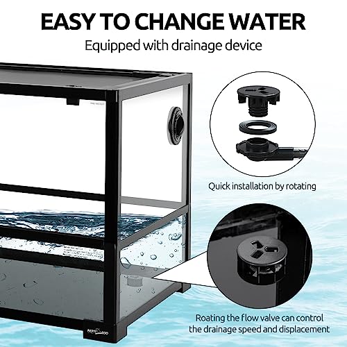 REPTIZOO Aquário grande de tartaruga de 50 galões, 91 cm x 45 cm x 45 cm, tanque de tartaruga ecológ