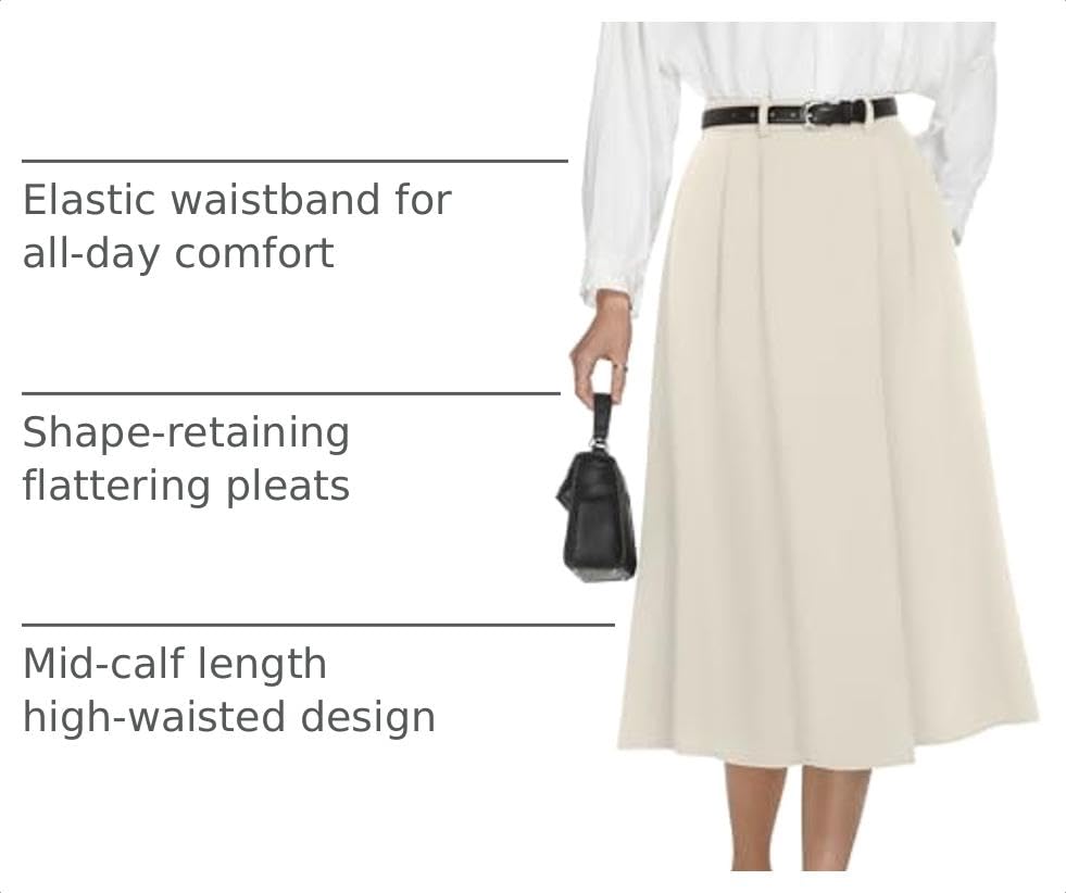 Image of Casly Lamiit A-Line Midi Skirts for Women Business Skirt