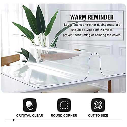 Royhom Clear Table Cover Protector 2Mm Thick 60 X 36 Inch Clear Table Protector For Dining Room, Plastic Table Cover, Clear Vinyl Tablecloth Protector Waterproof Oil-Proof #TOP3