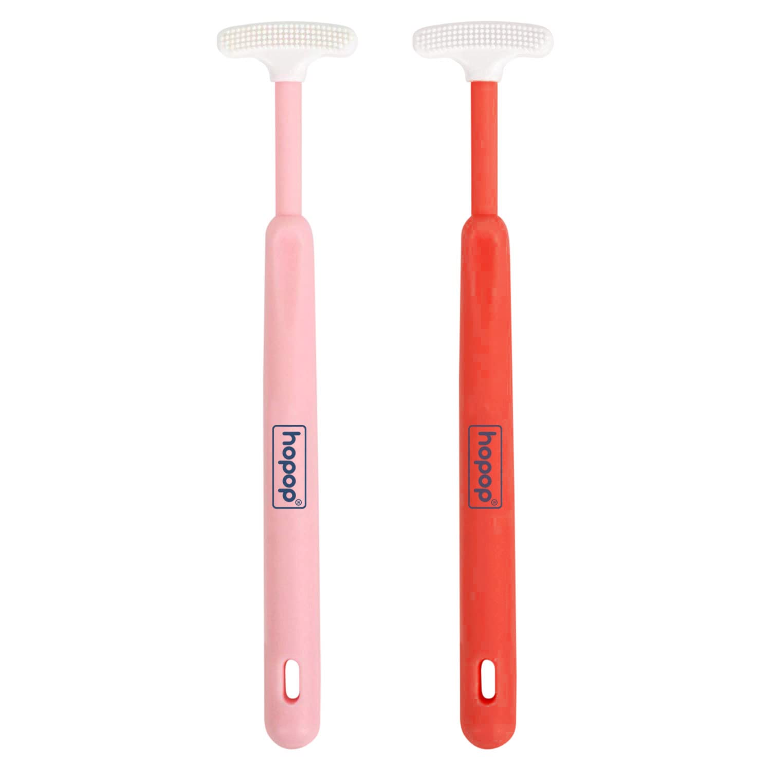 Hopop Tongue Cleaner for Baby | Tender Baby Oral Cleaner Toothbrush with Silicone Scraper | Suitable from 6+ Months | 100% Safe Kids Tongue Cleaner | Pack of 2 | Pink & Red-image-7