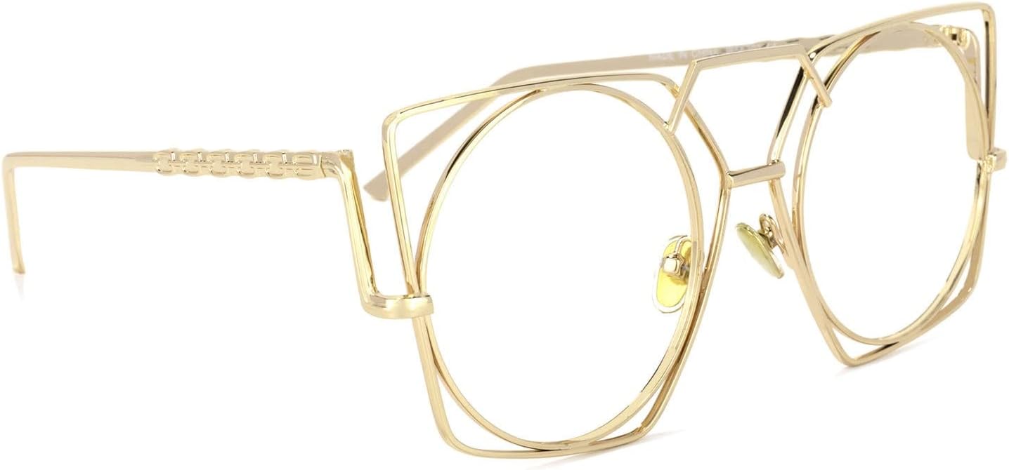 Zeelool Chic Metal Oversized Geometric Eyeglasses Frame with Non-prescription Clear Lens for Women Ybarra ZOM496623 - Image 4