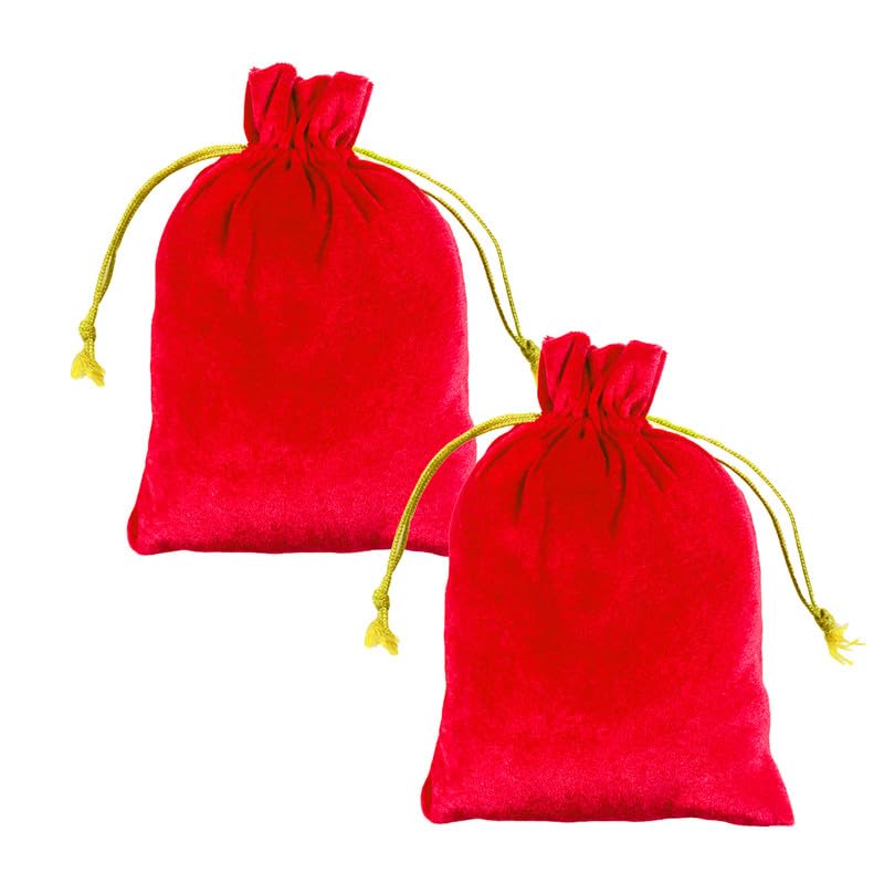DLC set of 2 Velvet Potli Bags for Return Gifts, 5x7 inch Red color pouch for Wedding gifts, Women Jwellery Handbag by Dulhan (B0CS9DCWNN) Amazon Price History, Amazon Price Tracker