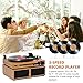 Vinyl Record Player with External Speakers BT 5.3 Wireless Turntable Portable with 3 Speed USB Vintage Wooden Yellow