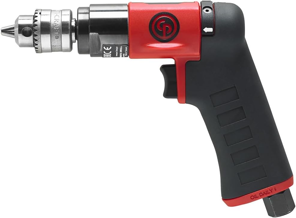 Chicago Pneumatic CP7300C - Air Power Drill, 1/4 Inch (6.5 mm), Keyed Chuck, Pistol Handle, 0.31 HP / 230 W, Stall Torque 1.9 ft. lbf / 2.6 NM, 3300 RPM, Hand Drill, Power Tools & Home Improvement