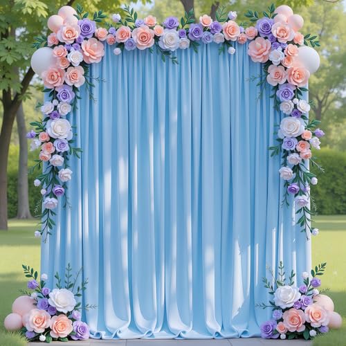 Cortinas telón fondo 10x8FT azul, 2 paneles miniatura 1