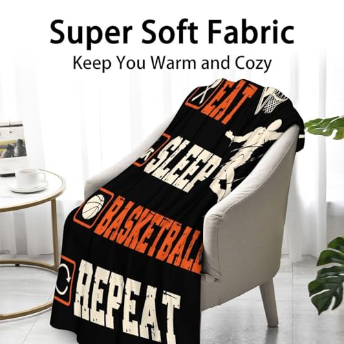 Mercuryelf Basketball Throw Blanket - Soft, Fuzzy & Warm - 30x40 Inches Small Blankets for Lap, Crib - Black Sports Funny Throws Gift for Basketball Lovers