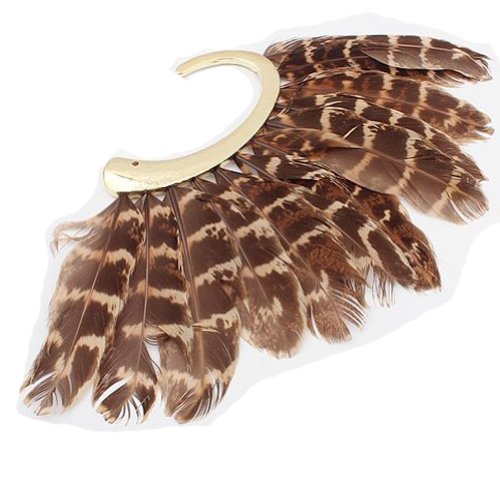New Unique 1Pc(Left) Unisex Big Feather Ear Cuff Non Piercing Gold Earring(WP-G-86)