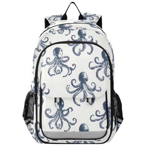 Sac à dos ordinateur portable enfants style vintage pieuvre lycéen voyage