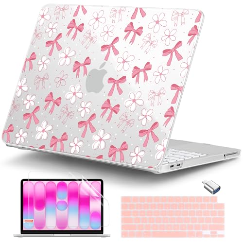 DONGKE Compatible with MacBook Neo 13 Inch Case 2026 A3404 A18 Pro chip & Touch ID, Plastic Hard Shell with Keyboard Cover, Screen Protector & Dust Plugs, Bow & Daisy