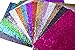 WENTO Assorted Colors 15pcs 8” x 12” (20cm x 30cm) Sparkly chunky glitter fabric,glitter fabric sheets For Hair Bows making,Sewing DIY Crafts Glitter Fabric Convas on reverse