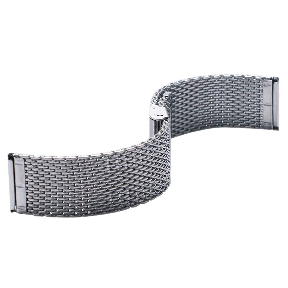 Bracelets de Montre 20mm 22mm Bracelet en Acier Inoxydable en Maille Solide avec Boucle à Crochet Bracelets de Bracelet de Montre en Argent Poli Classique 2.0cm 2.2cm