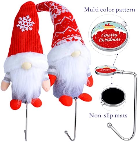 Christmas Stocking Holders for Mantle-Gnome Christmas Stocking Hangers Set of 4- Silver Metal Stocking Holders for Mantel Christmas Gnome Decorations- Stocking Hooks for Mantle Xmas Decor (13 inch)