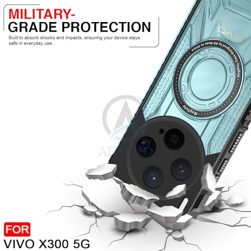 Image of AESTMO Hybrid Shockproof Back Cover Case for Vivo X300 5G Compatible with MagSafe | Hard Back Case Cover for Vivo X300 5G (PC & TPU, Translucent Back, Black Sides)