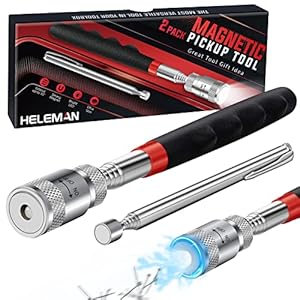 Magnetic Pickup Tools Gifts for Men – 2 PCS Christmas Stocking Stuffers for Men Dad Birthday LED Telescoping Pick Up…